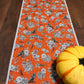 Halloween Table Runner - Handmade Quilted - Grey, Orange, Cream with Crows, Pumpkins, Stars (15.5x 49.5)