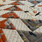 Halloween Table Runner - Handmade Quilted - Grey, Orange, Cream with Crows, Pumpkins, Stars (15.5x 49.5)