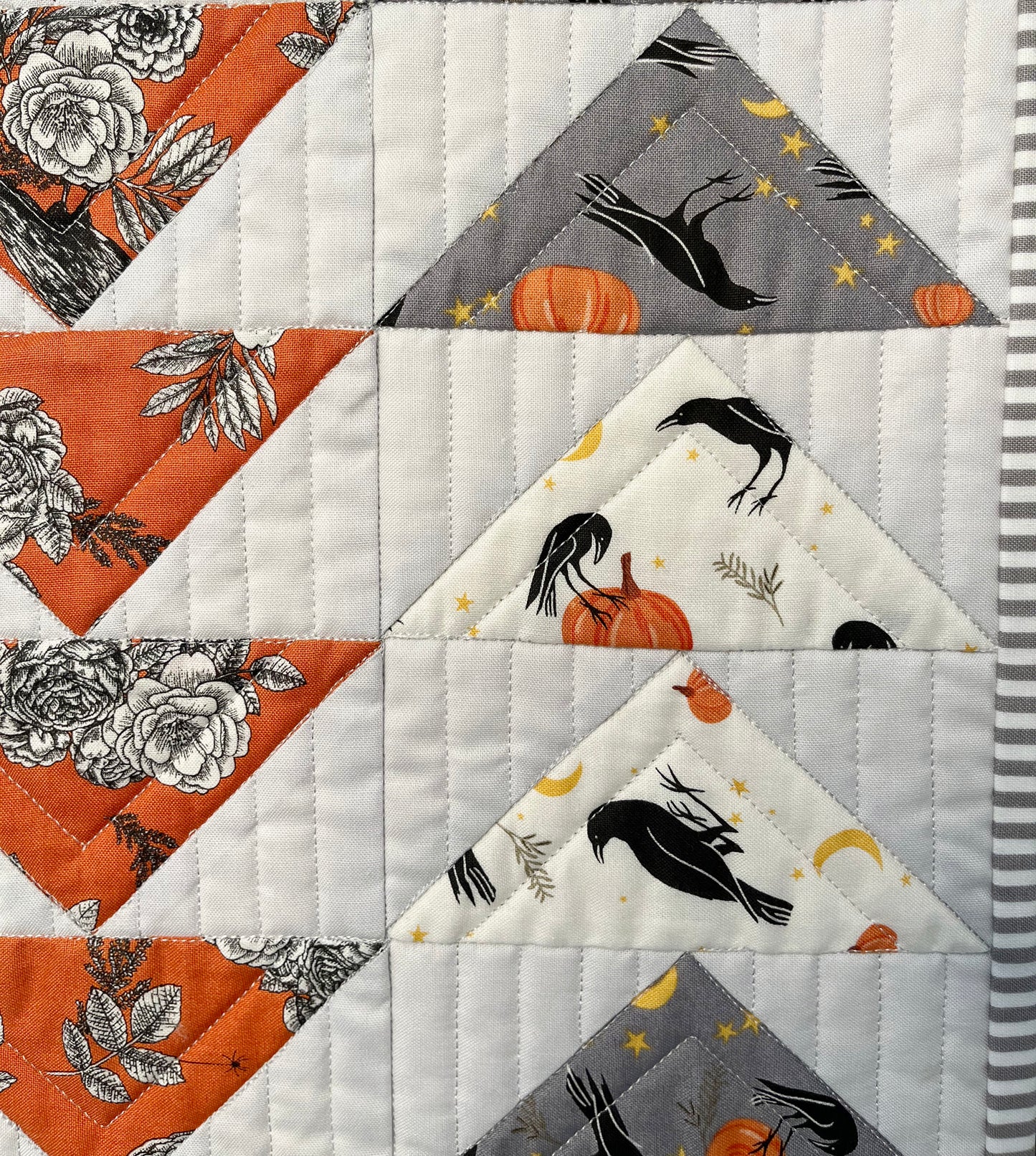 Handmade Halloween Quilted Table Runner - Custom Quilted  (15.5x 49.5) ONE OF A KIND - Ready to Ship!