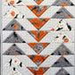 Halloween Table Runner - Handmade Quilted - Grey, Orange, Cream with Crows, Pumpkins, Stars (15.5x 49.5)