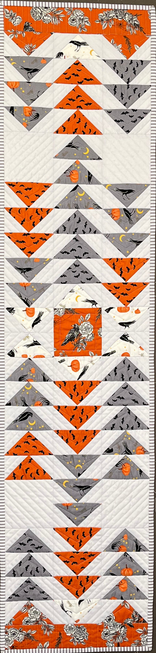 Handmade Halloween Quilted Table Runner - Custom Quilted  (12.5x52) ONE OF A KIND - Ready to Ship!