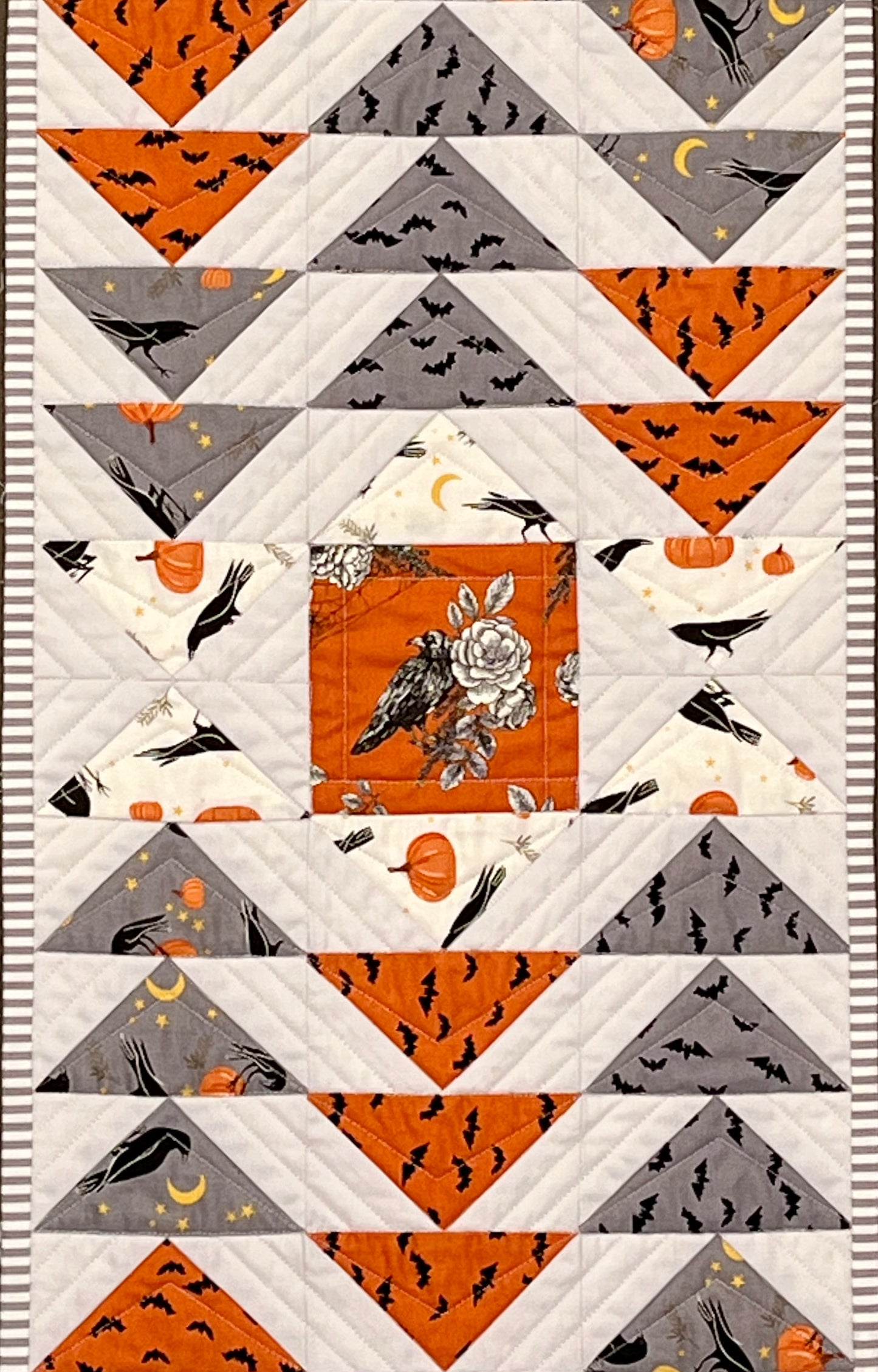 Handmade Halloween Quilted Table Runner - Custom Quilted  (12.5x52) ONE OF A KIND - Ready to Ship!
