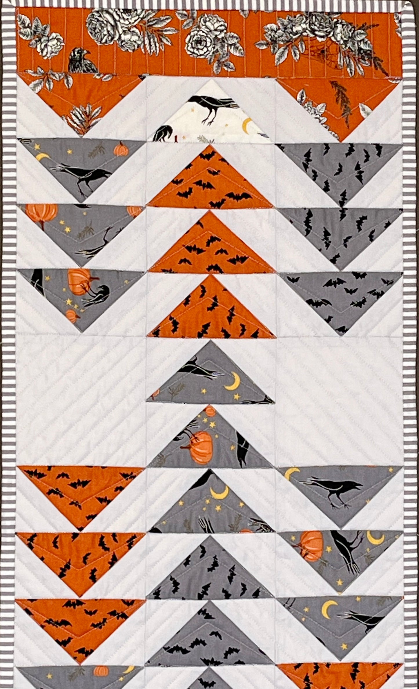 Handmade Halloween Quilted Table Runner - Custom Quilted  (12.5x52) ONE OF A KIND - Ready to Ship!