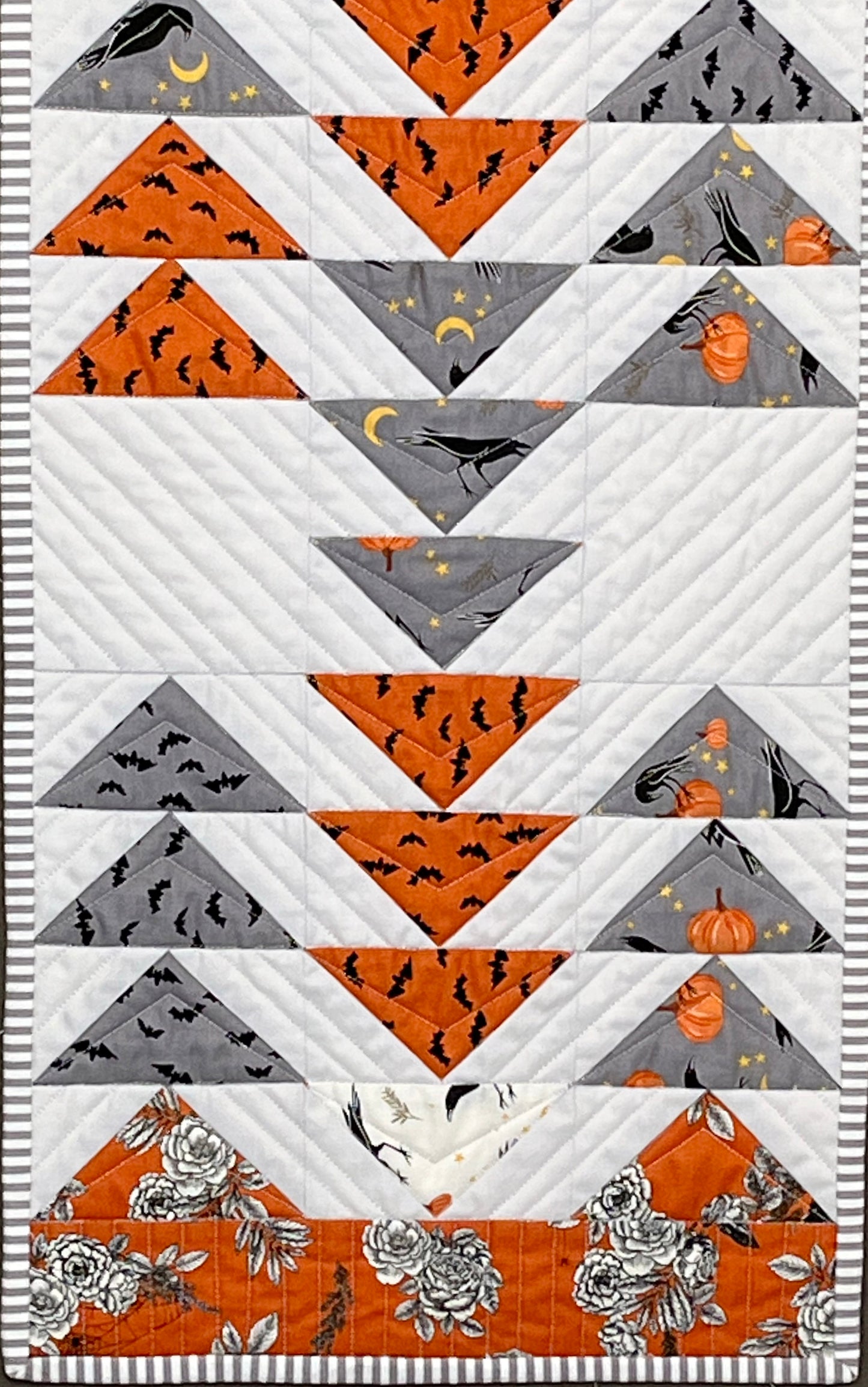 Handmade Halloween Quilted Table Runner - Custom Quilted  (12.5x52) ONE OF A KIND - Ready to Ship!