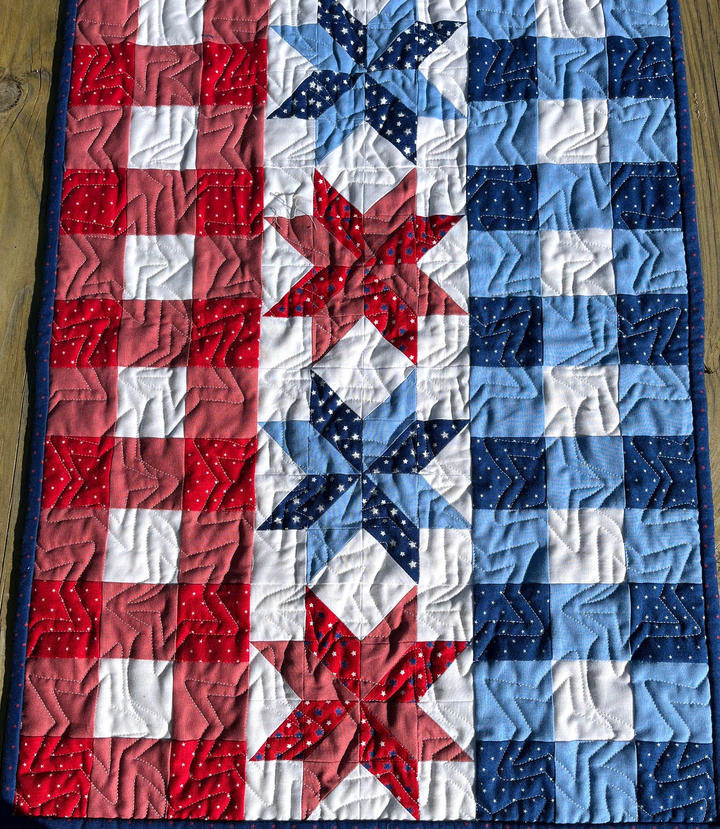 Handmade Star Spangled Table Runner - Patriotic Red, White & Blue -  Custom Order for MH