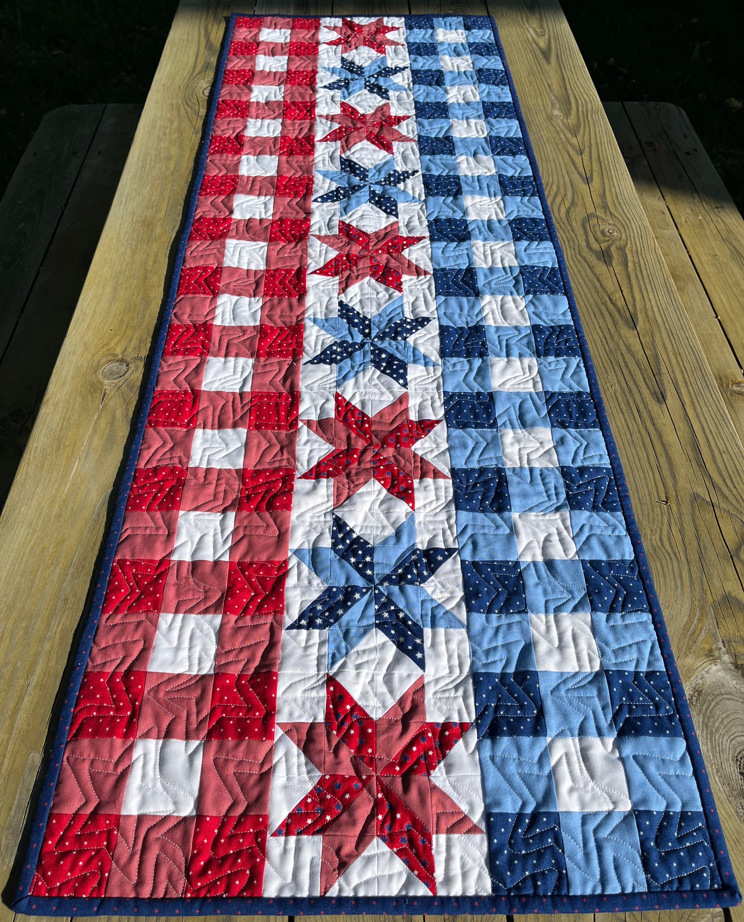 Handmade Star Spangled Table Runner - Patriotic Red, White & Blue -  Custom Order for MH