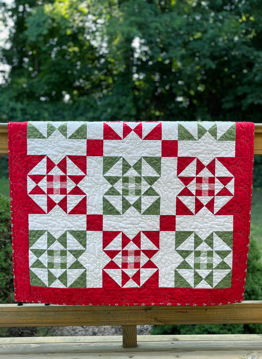 Handmade Christmas Baby Quilt, Baby's First Christmas Blanket, Adult Lap Quilt, Table Topper, Wall Hanging (37.5x37.5)