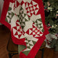 Handmade Christmas Baby Quilt, Adult Lap Quilt - Red, Green & White Ohio Stars (37.5x37.5)