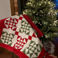 Handmade Christmas Baby Quilt, Adult Lap Quilt - Red, Green & White Ohio Stars (37.5x37.5)