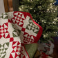 Handmade Christmas Baby Quilt, Adult Lap Quilt - Red, Green & White Ohio Stars (37.5x37.5)