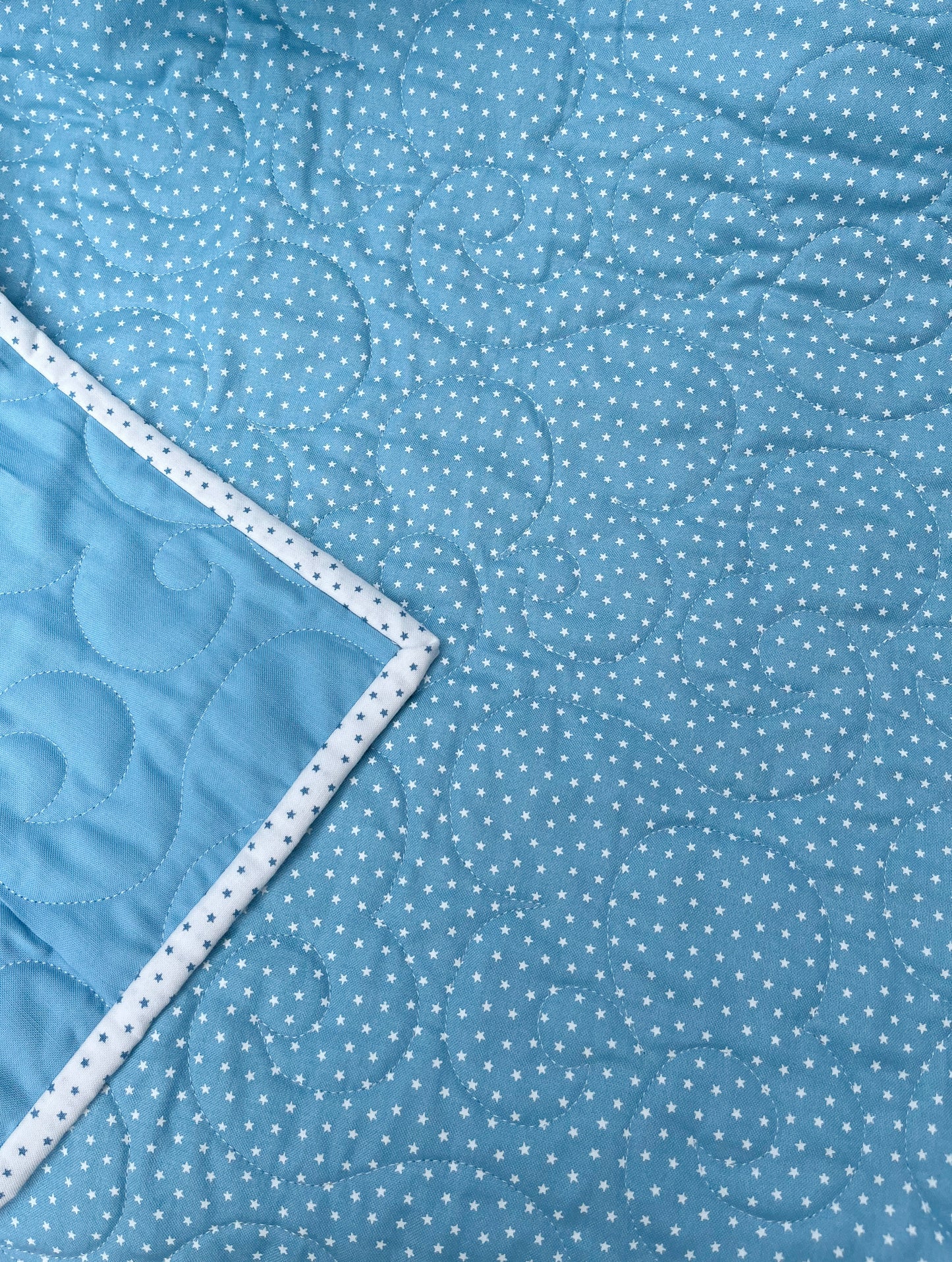 Handmade Throw Quilt - Stars & Clouds - Baby/Lap/Throw - 54(W)x57(L)
