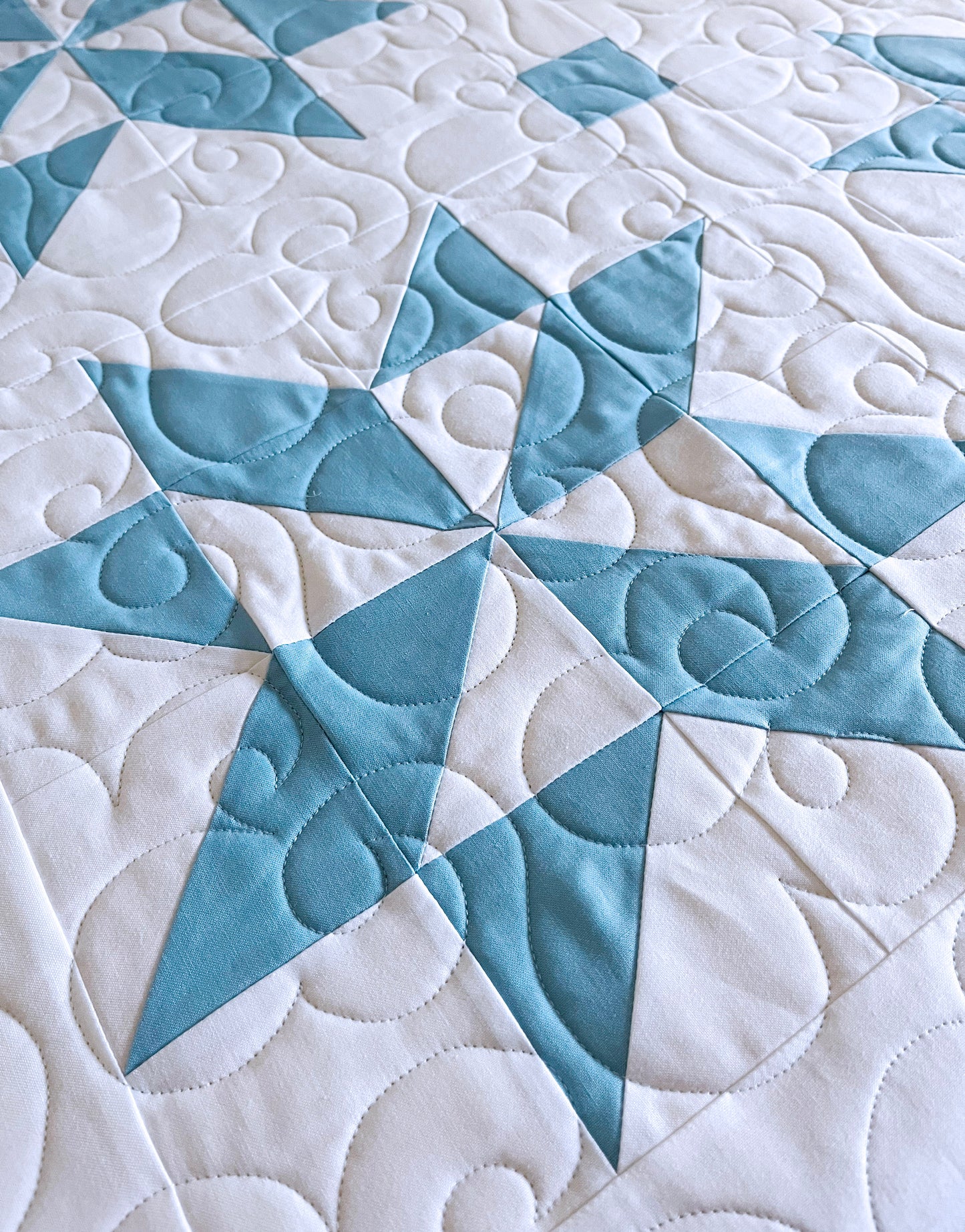 Handmade Throw Quilt - Stars & Clouds - Baby/Lap/Throw - 54(W)x57(L)