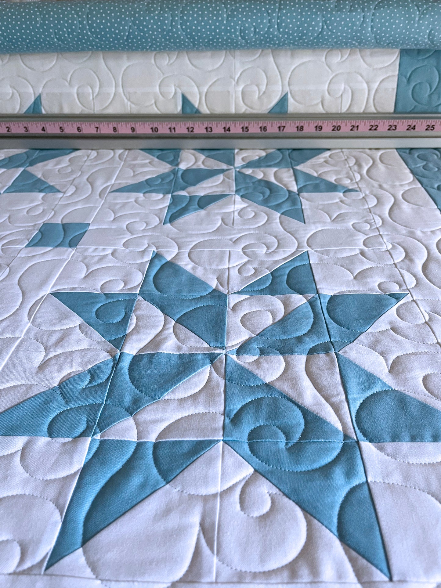 Handmade Throw Quilt - Stars & Clouds - Baby/Lap/Throw - 54(W)x57(L)