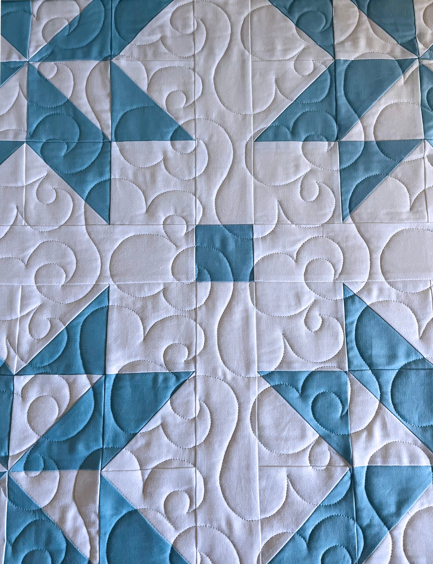 Handmade Throw Quilt - Stars & Clouds - Baby/Lap/Throw - 54(W)x57(L)
