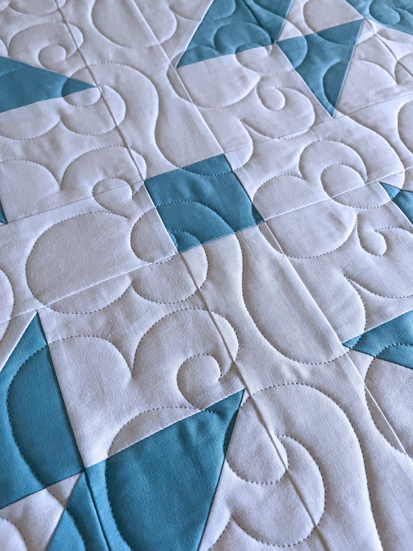 Handmade Throw Quilt - Stars & Clouds - Baby/Lap/Throw - 54(W)x57(L)