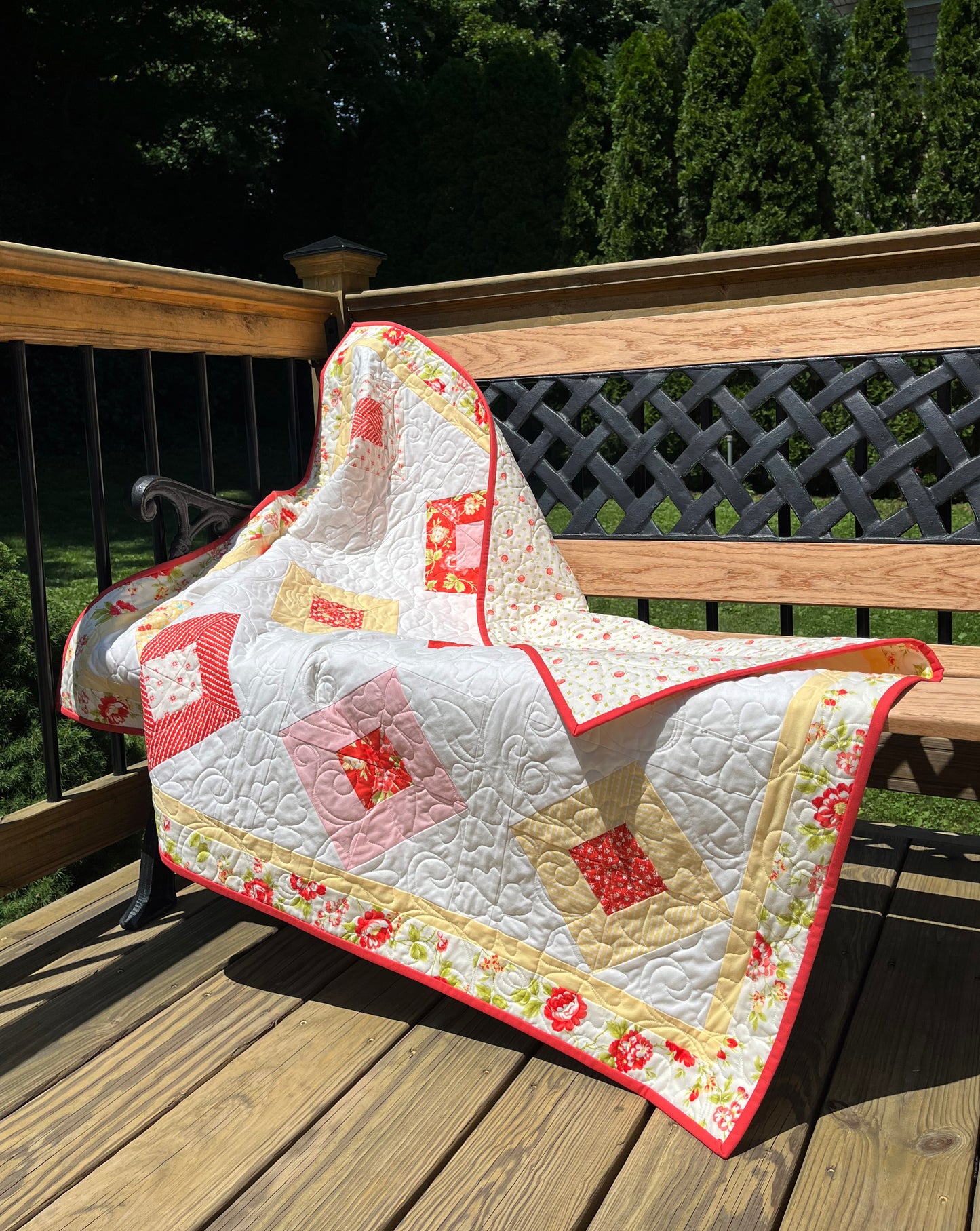 Handmade Baby Girl Quilt or Lap Quilt - Colorful! 40x52 Moda Stitched (OUT OF PRINT)