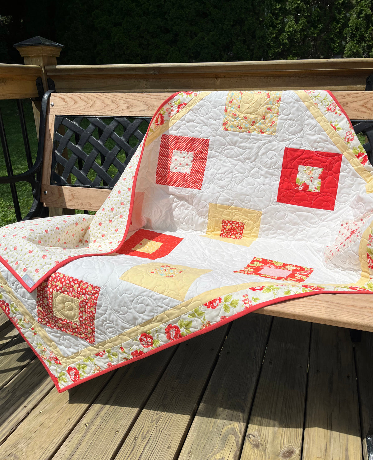 Handmade Baby Girl Quilt or Lap Quilt - Colorful! 40x52 Moda Stitched (OUT OF PRINT)