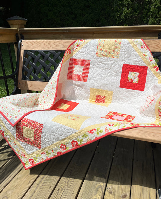 Handmade Baby Girl Quilt or Lap Quilt - Colorful! 40x52 Moda Stitched (OUT OF PRINT)