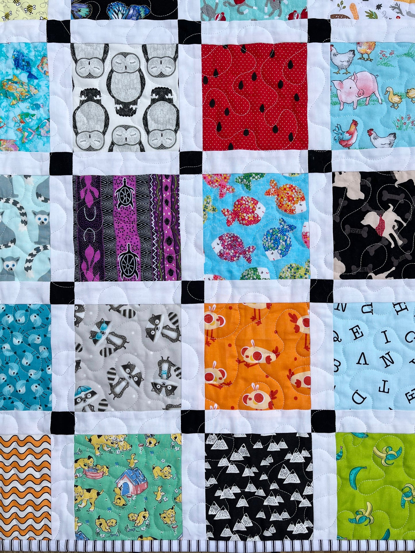 Storybook2 Baby Quilt - Handmade Baby Blanket, Snuggle With Baby and Find and Name all the Items (37.5x43) Gender Neutral - Ready to Ship!