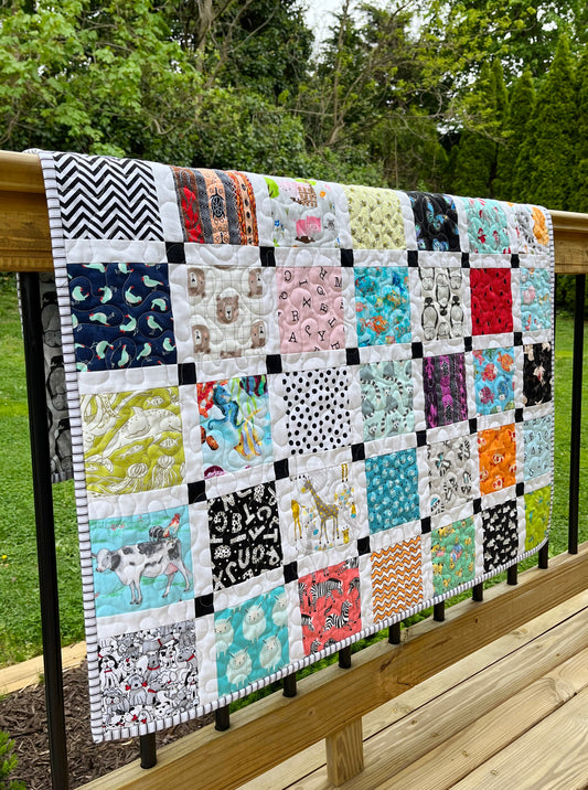 Storybook2 Baby Quilt - Handmade Baby Blanket, Snuggle With Baby and Find and Name all the Items (37.5x43) Gender Neutral - Ready to Ship!