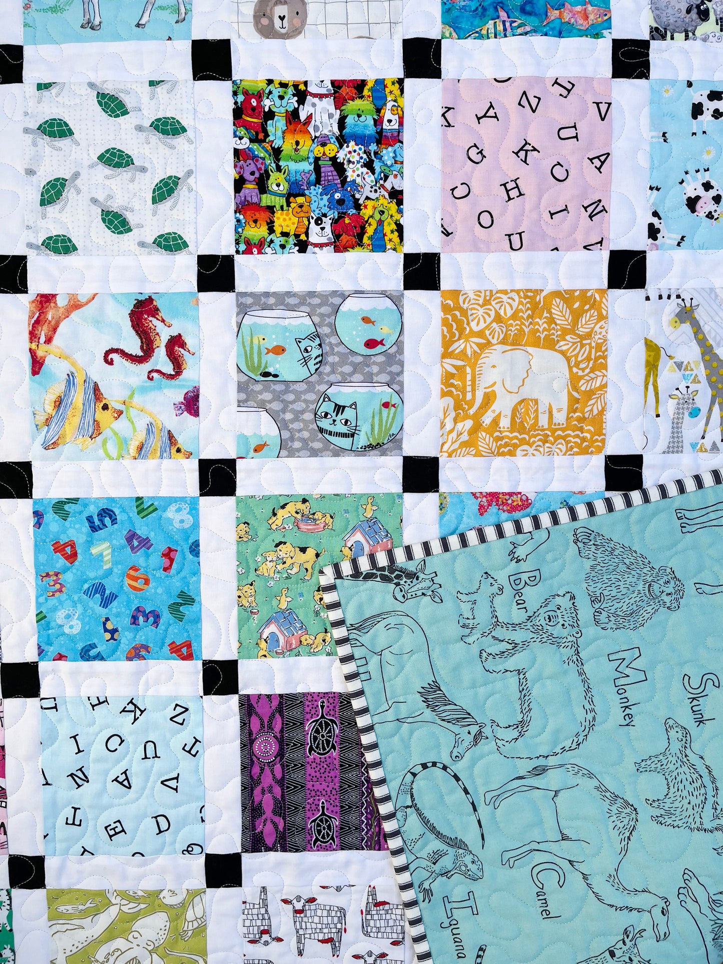 Handmade Baby Quilt - Animals Baby Blanket, Snuggle With Baby & Name all the Animals  (37.75x43) Ready to Ship!