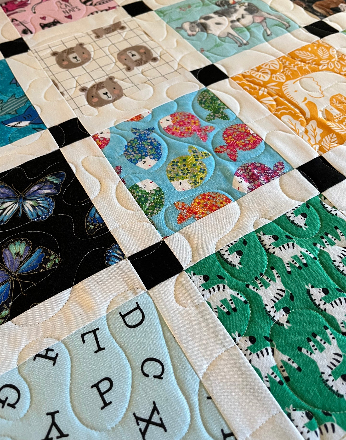 Storybook6 Handmade Baby Quilt - Special Order for Margot (37.75x43.5)