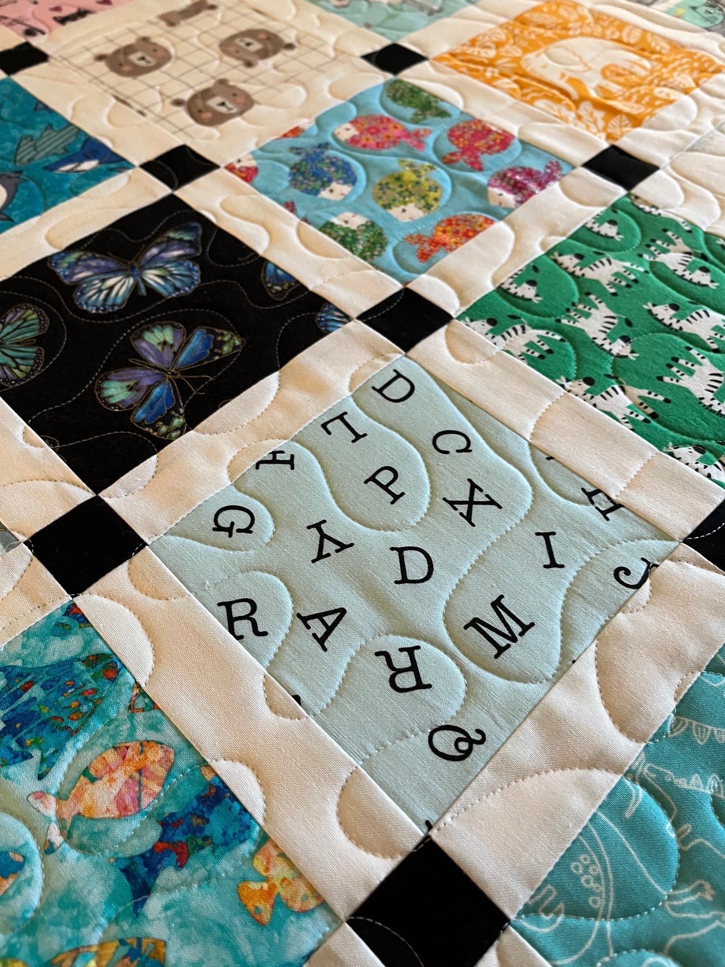 Storybook6 Handmade Baby Quilt - Special Order for Margot (37.75x43.5)