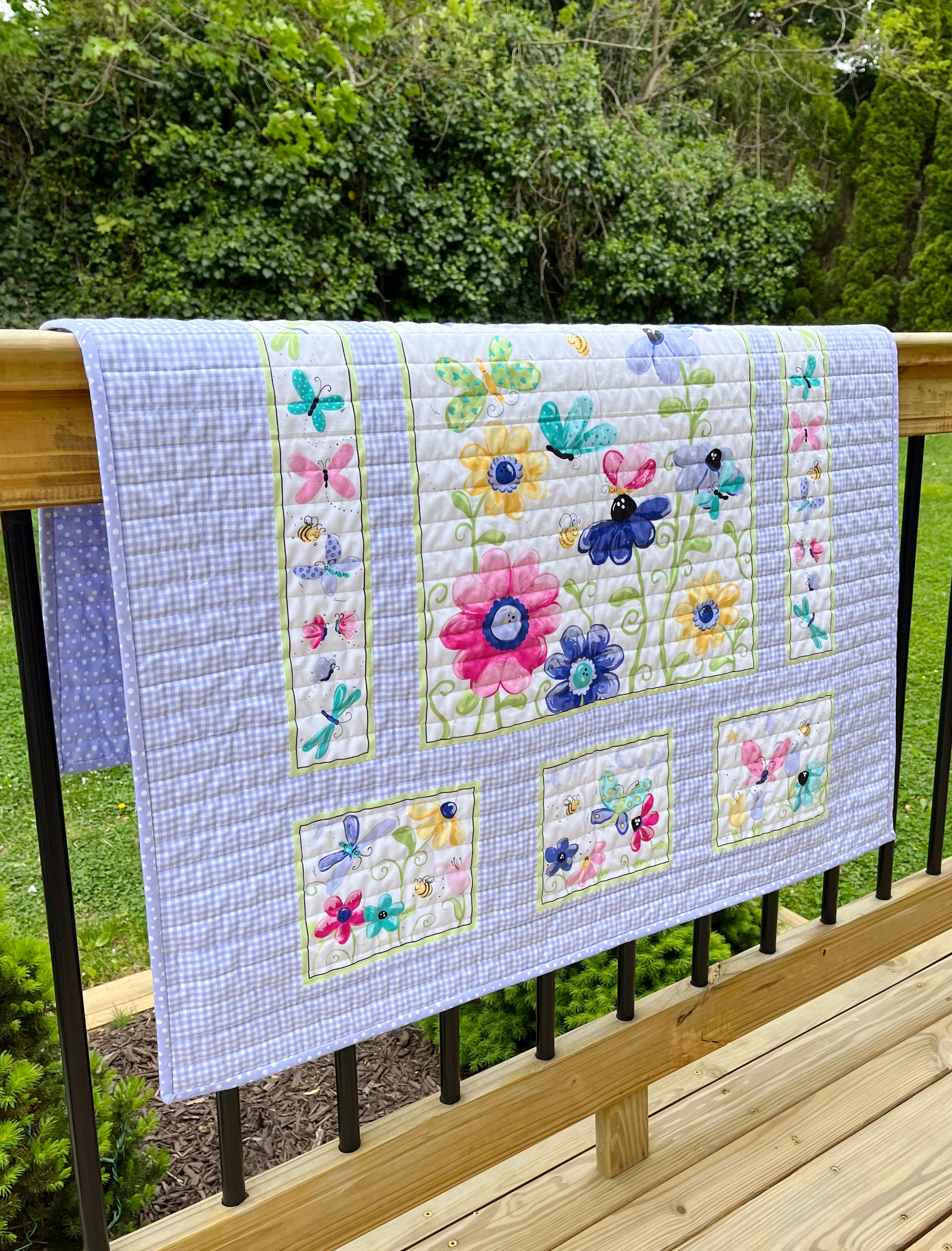 Patchwork Lavender Butterflies Quilt good | Modern baby quilt | Handmade baby quilt | Lavender Butterflies | Baby Shower Gift