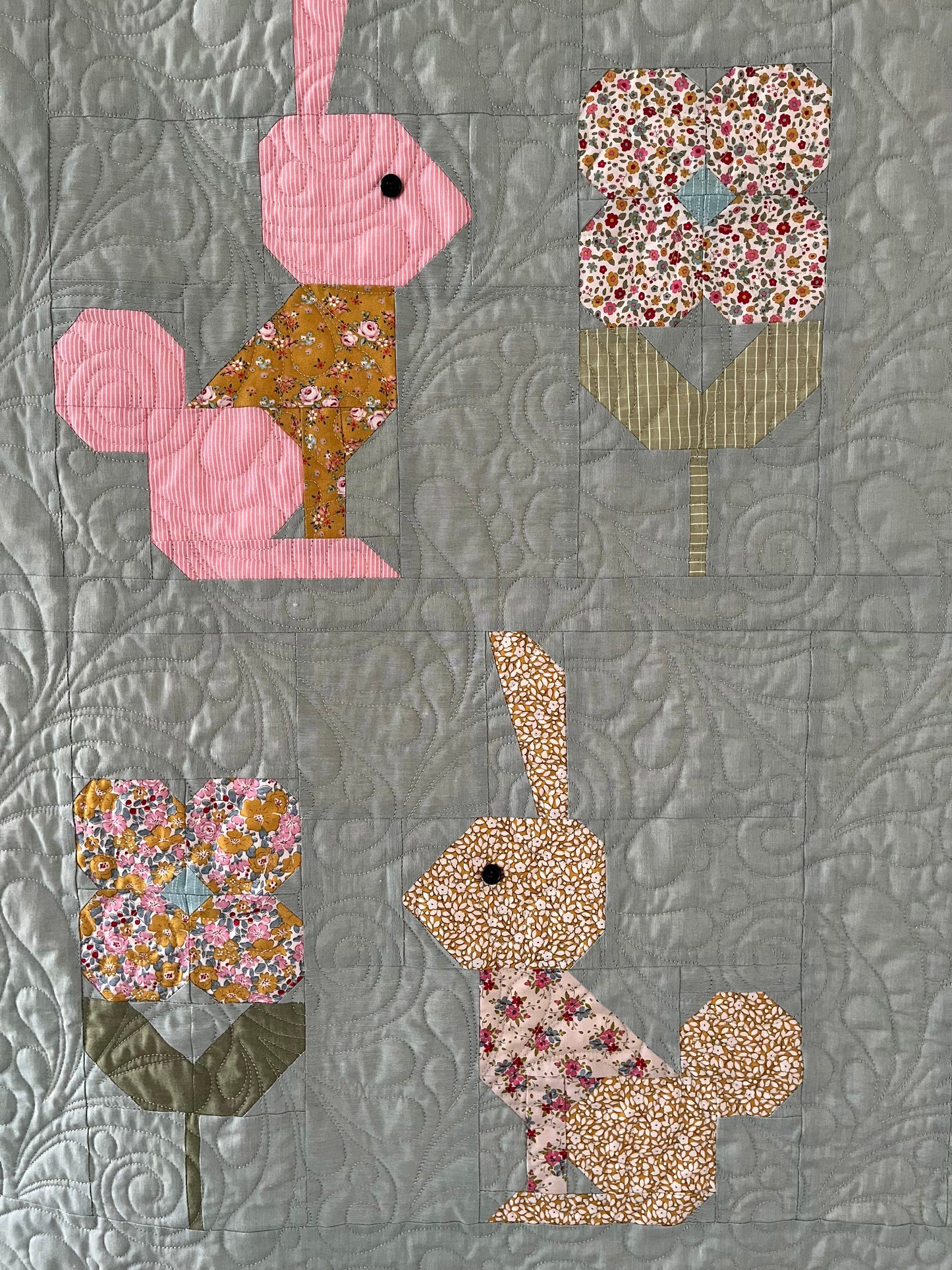 Handmade Easter Baby Quilt - Tilda Spring Hare Quilt - Lap Quilt - Custom Order for MH