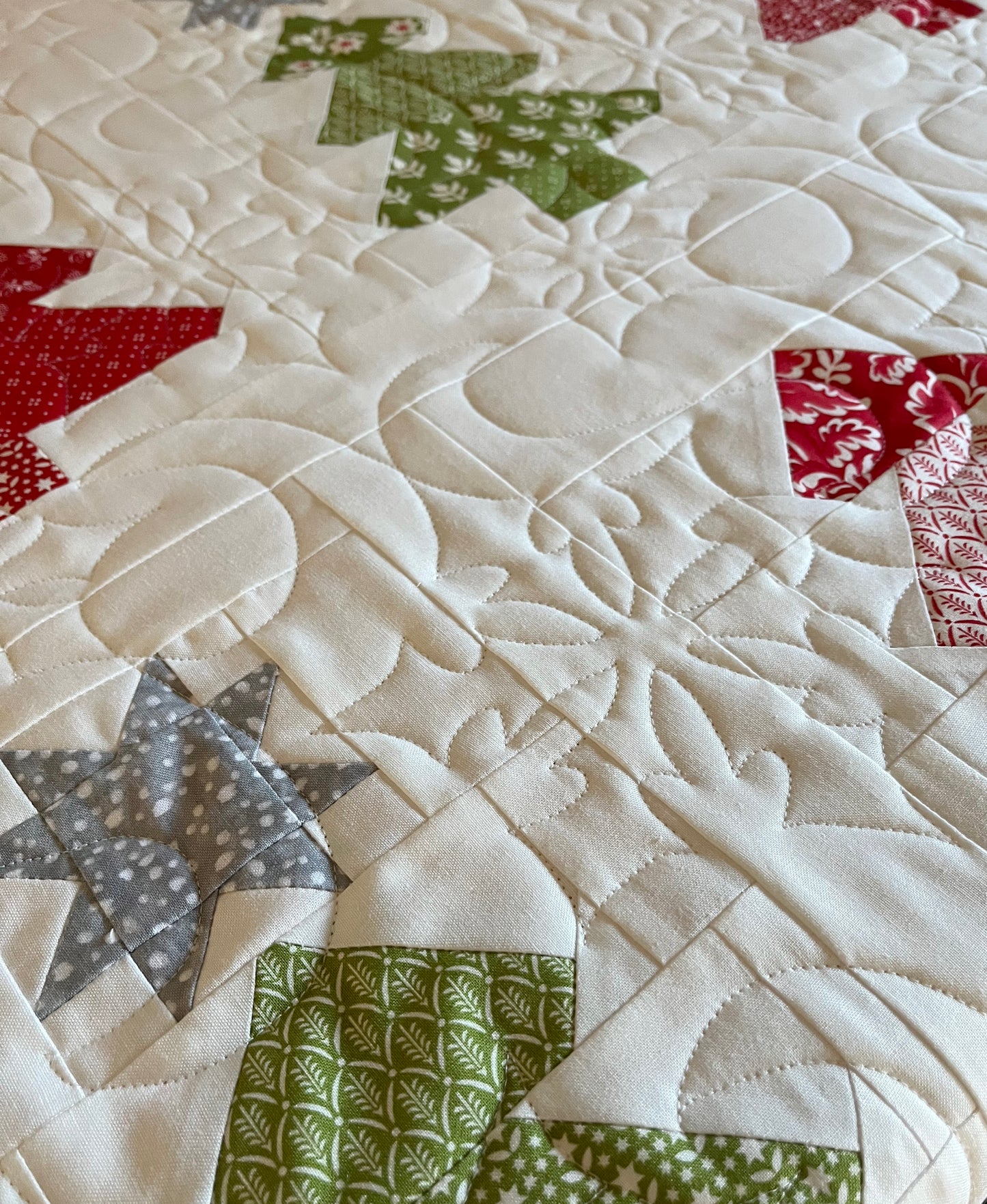 Handmade Baby Quilt - Tis the Season Christmas Heirloom Blanket, Xmas Tree Table Topper, Wall Hanging (36.5x40.5)