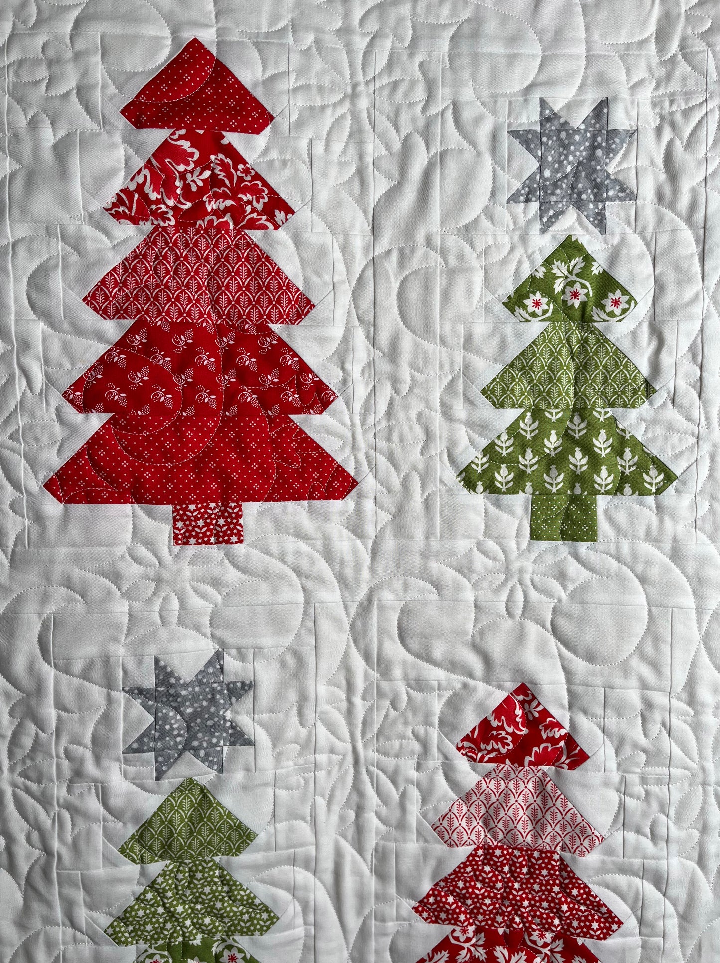 Handmade Baby Quilt - Tis the Season Christmas Heirloom Blanket, Xmas Tree Table Topper, Wall Hanging (36.5x40.5)