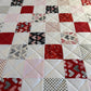 Handmade Throw Size Quilt, Hearts Patchwork Baby Blanket (50x60) Red, Grey & Pink, Holiday Gift - FREE MATCHING BAG!
