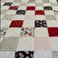 Handmade Throw Size Quilt, Hearts Patchwork Baby Blanket (50x60) Red, Grey & Pink, Holiday Gift - FREE MATCHING BAG!