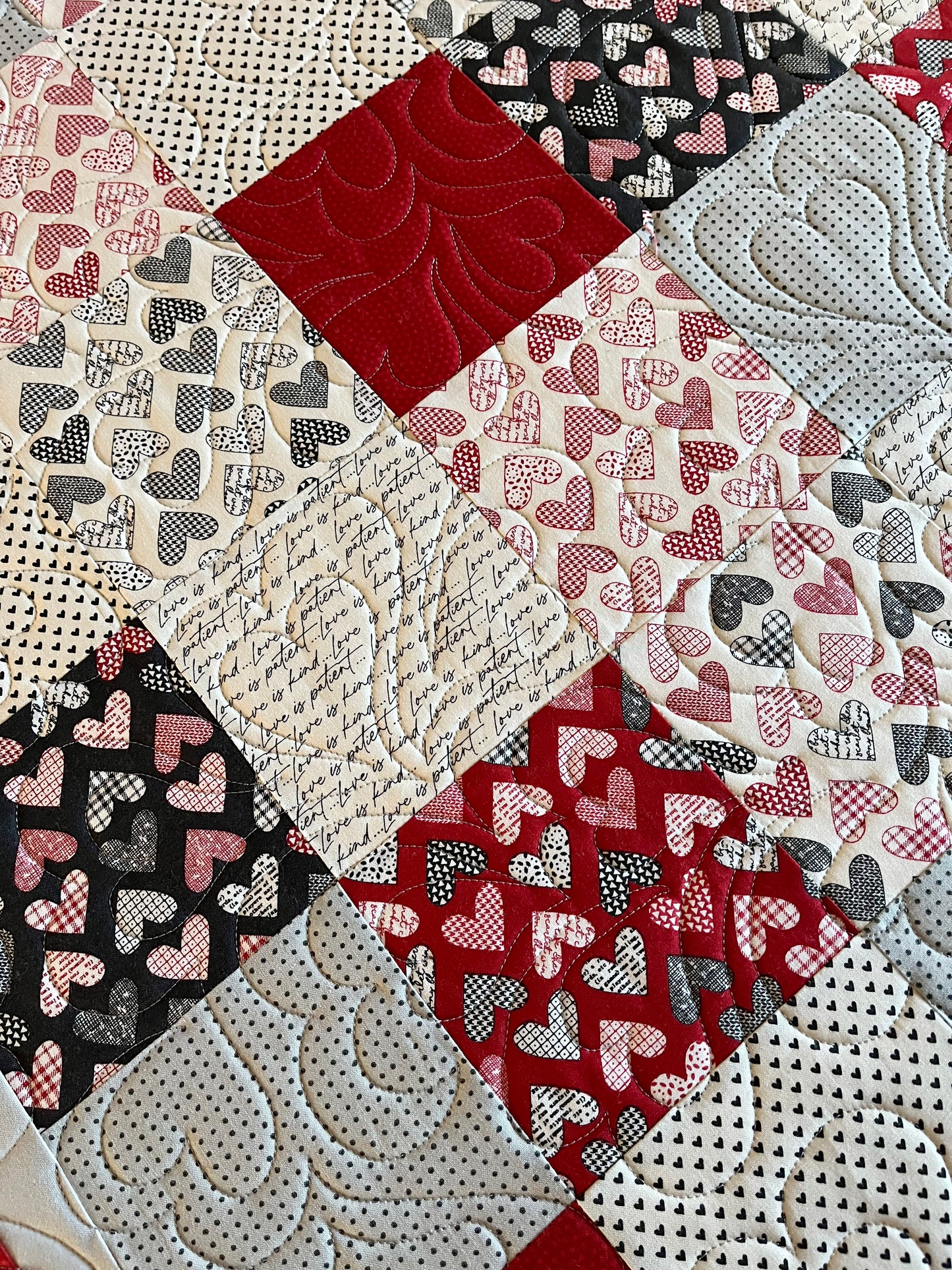 Handmade Hearts Baby Quilt, Baby Blanket, Lap Quilt, Table Topper, Wall Hanging (37.5x42)