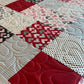 Handmade Hearts Baby Quilt, Baby Blanket, Lap Quilt, Table Topper, Wall Hanging (37.5x42)