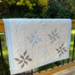 Winter Snowflakes Handmade Baby Quilt or Adult Lap Quilt - Grey, Powder Blue - Gender Neutral - Ready to Ship