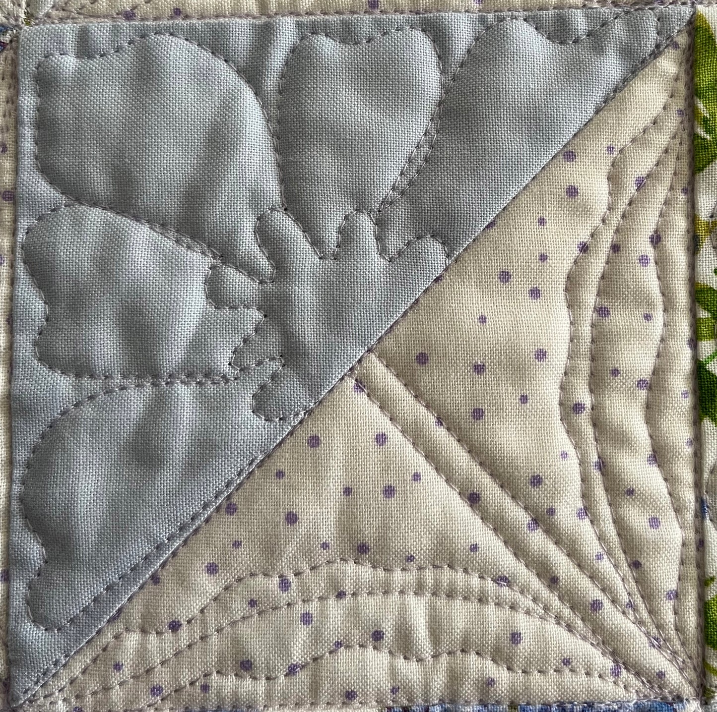 Handmade Baby Girl Quilt, One of a Kind Baby Blanket, Adult Lap Quilt, Custom Quilted Flowers, Purple, Periwinkle (36x40) Ready to Ship!