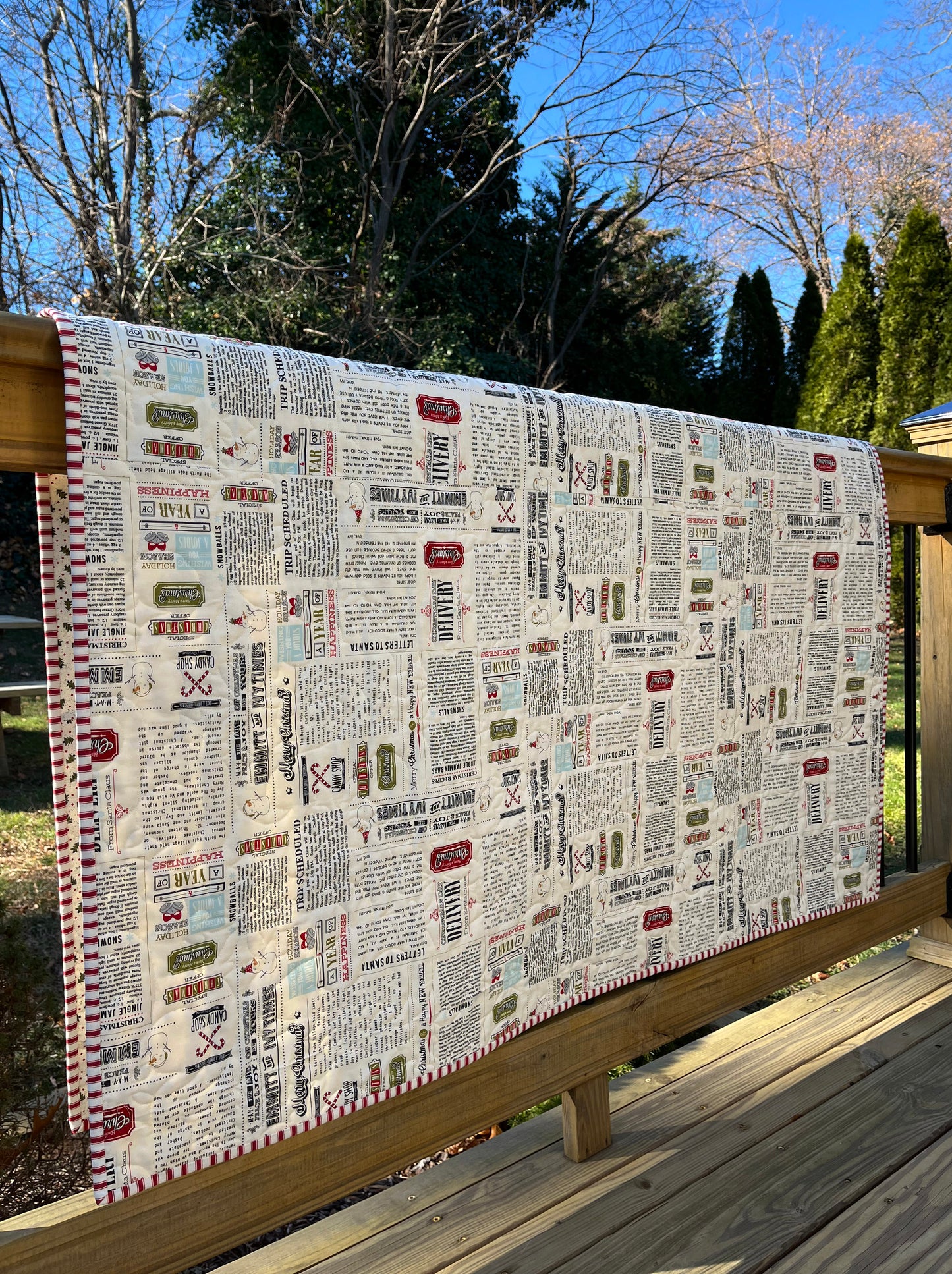 Christmas Handmade Baby Quilt, Throw, Lap Quilt - Moda Emmitt & Ivy by Sweetwater (48x59.5)