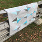 Handmade Baby Quilt, Table Topper, Wall Hanging, Adult Lap Quilt - Modern Grey & Turquoise Baby Blanket, One of a Kind (34.5x46.5) Ready to Ship!