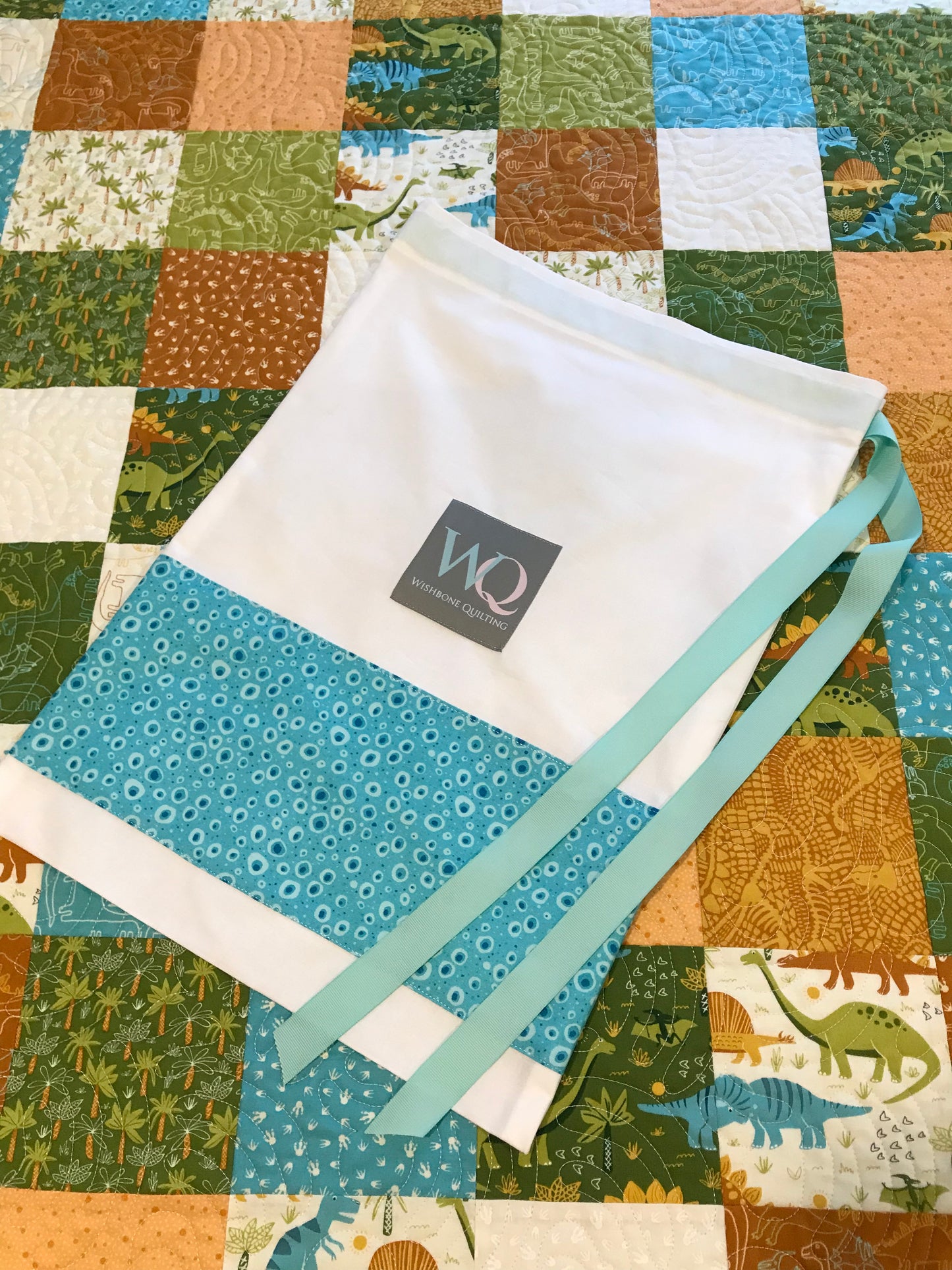 Dinosaur Baby Quilt, Handmade Baby Blanket, Gender Neutral, Free Matching Handmade Gift Bag - Ready to Ship!