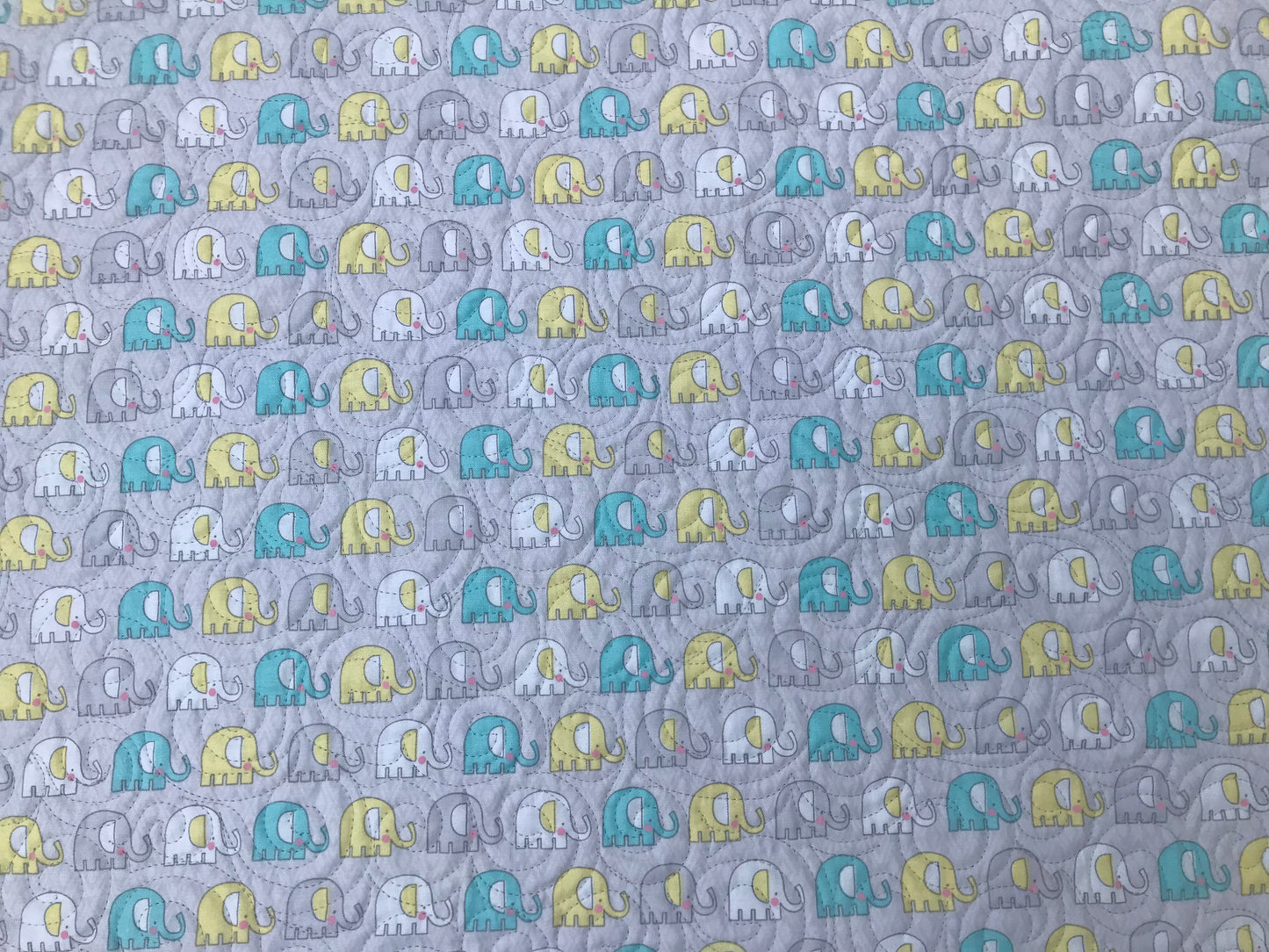 Handmade Baby Quilt, Car Seat, Stroller Blanket, Fur Baby Blanket (27x30.5) Gender Neutral Baby Blanket, Elephants - Ready to Ship!