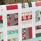 Handmade Baby Quilt / Adult Lap Quilt -  One of a Kind, Custom Quilted - Aqua, Grey, Red, White (34.5x34.5) Ready to Ship!