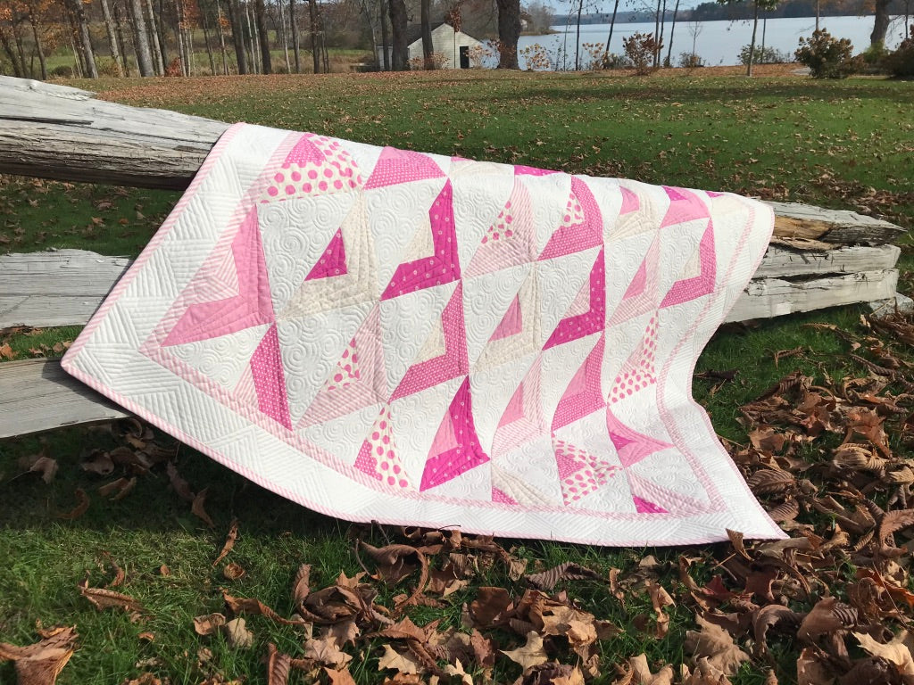 Handmade Baby Girl Quilt:  Baby Blanket, Toddler Throw, Adult Lap Quilt, Custom Quilted - Ready to Ship!