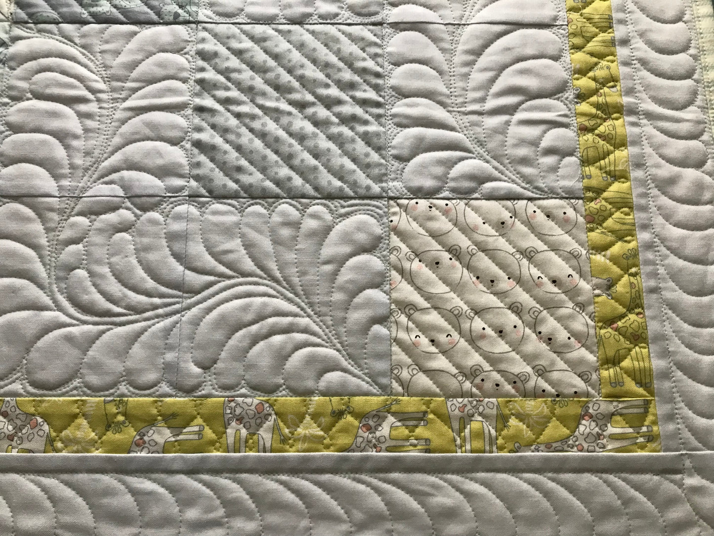 Handmade Baby Quilt, Gender Neutral Baby Blanket - Giraffes, Zebras, Cheetahs, Bears - Custom Quilted Heirloom - Ready to Ship!