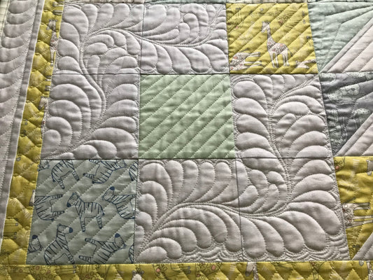 Handmade Baby Quilt, Gender Neutral Baby Blanket - Giraffes, Zebras, Cheetahs, Bears - Custom Quilted Heirloom - Ready to Ship!