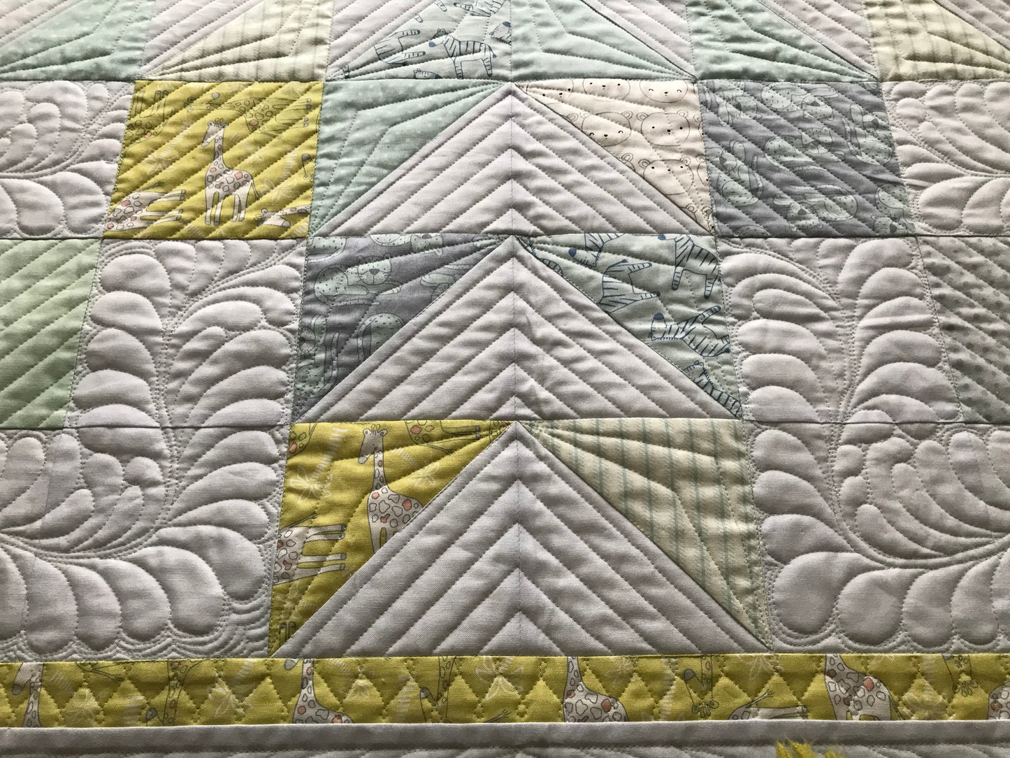 Handmade Baby Quilt, Gender Neutral Baby Blanket - Giraffes, Zebras, Cheetahs, Bears - Custom Quilted Heirloom - Ready to Ship!