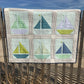 Handmade Baby Quilt - Sailboat Baby Blanket - Designer Custom Heirloom - Handmade Nautical - Gender Neutral - Ready to Ship