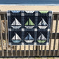 Sail On:  Navy Blue Sailboat Baby Quilt, Baby Blanket - Custom Designer Handmade Nautical - Gender Neutral - Ready to Ship