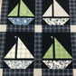 Sail On:  Navy Blue Sailboat Baby Quilt, Baby Blanket - Custom Designer Handmade Nautical - Gender Neutral - Ready to Ship