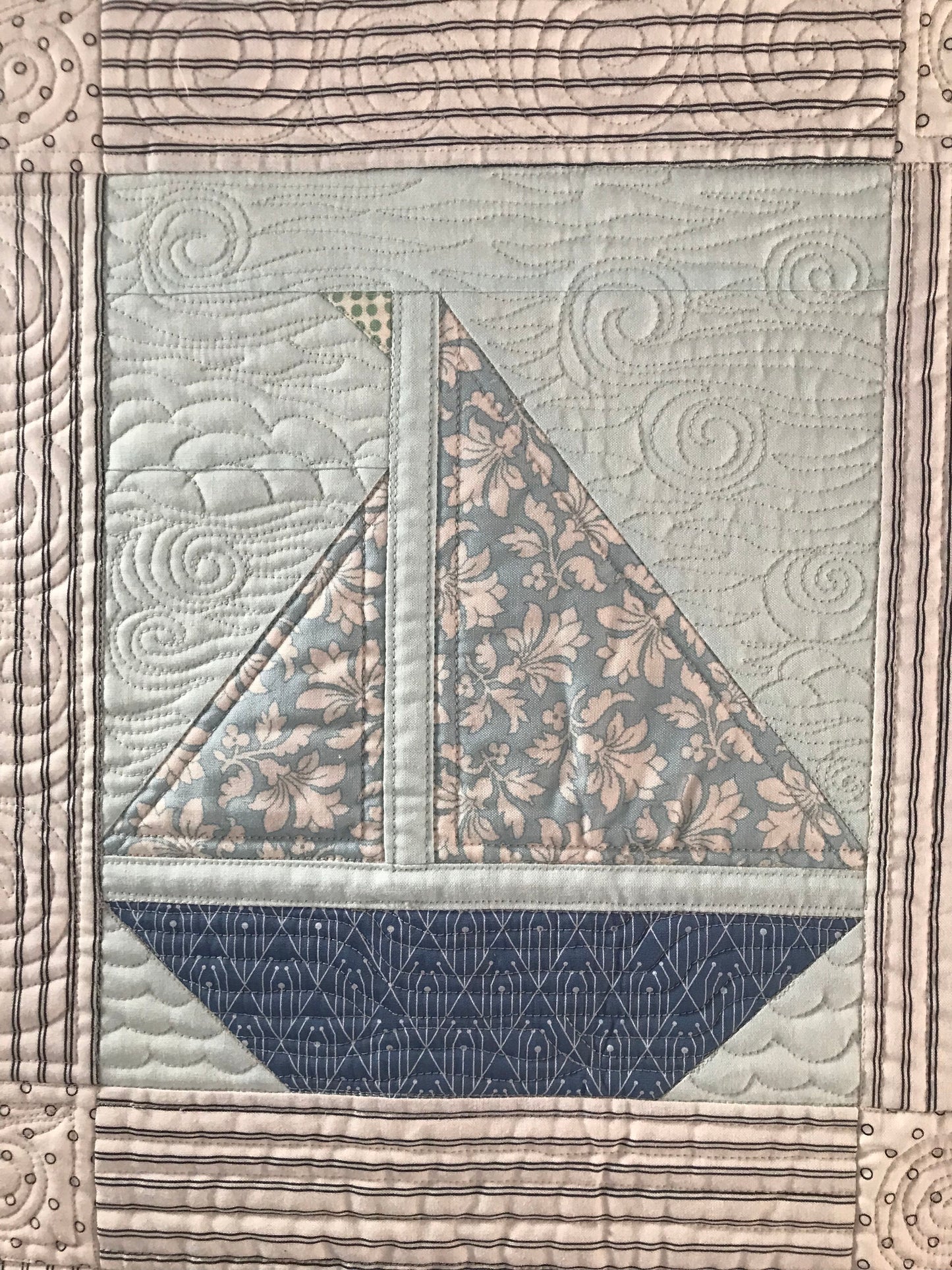 Handmade Baby Quilt - Sailboat Baby Blanket - Designer Custom Heirloom - Handmade Nautical - Gender Neutral - Ready to Ship